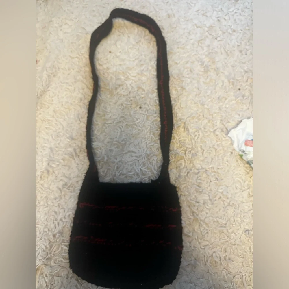 Handmade Crochet Black Crossbody Bag - Picture 2 of 13